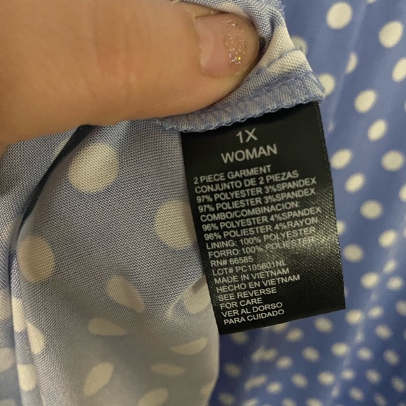 Perceptions - Blue and White Polka Dots Dress - Picture 7 of 12